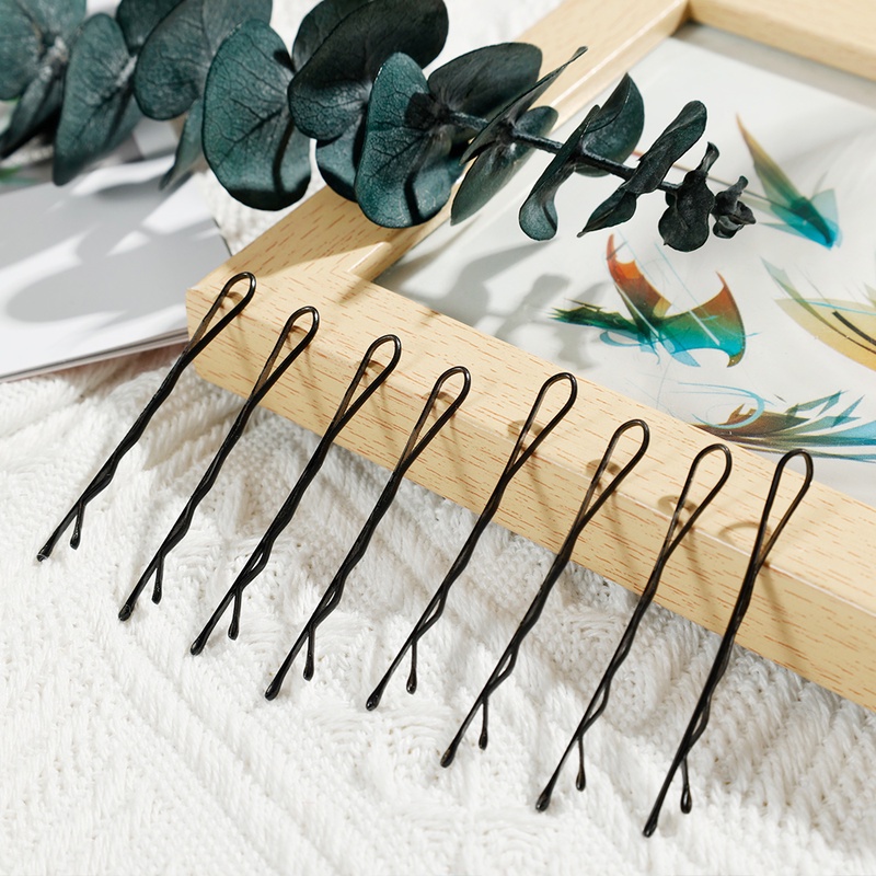 Set 60 Kẹp Tóc Mái Một Bên Vô Hình Bằng Kim Loại Màu Đen Vô Hình Cho Nữ