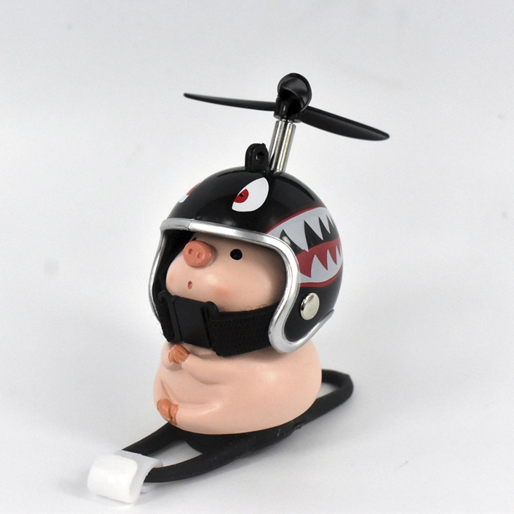 Set phụ kiện trang trí xe đạp / xe máy hình chú heo đội nón bảo hiểm dễ thương