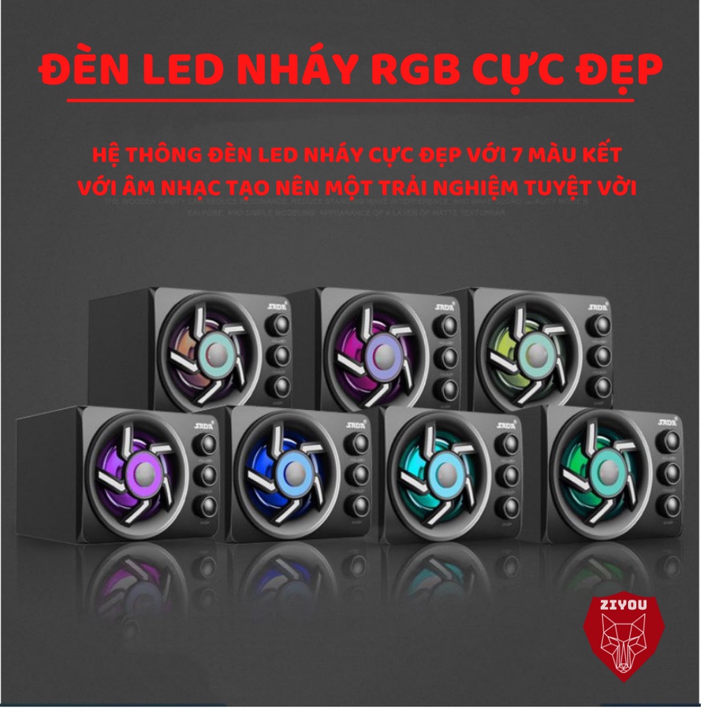 Loa máy tính,vi tính có BLUETOOTH ZIYOU D209 có đèn LED RGB,âm thanh SUPER BASS,nghe nhạc chơi game dành cho PC,Laptop