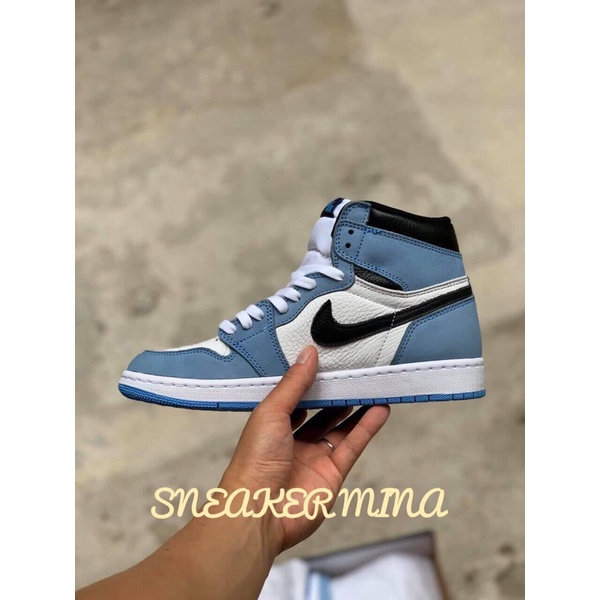 Giày jordan xanh dương cao da thật hàng 11  ,  Giày thể thao jd1 cao cổ nam nữ sneaker cao cấp full box