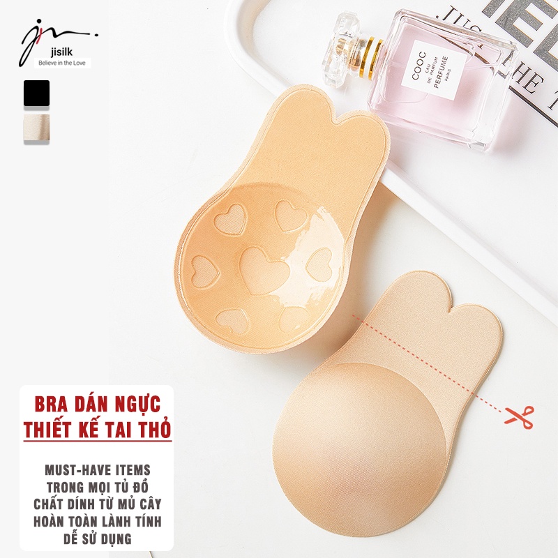 Dán ngực jisilk nâng, miếng dán ngực tai thỏ đen be nude mặc đầm dự tiệc chuẩn form nhập khẩu - P.DAN-04