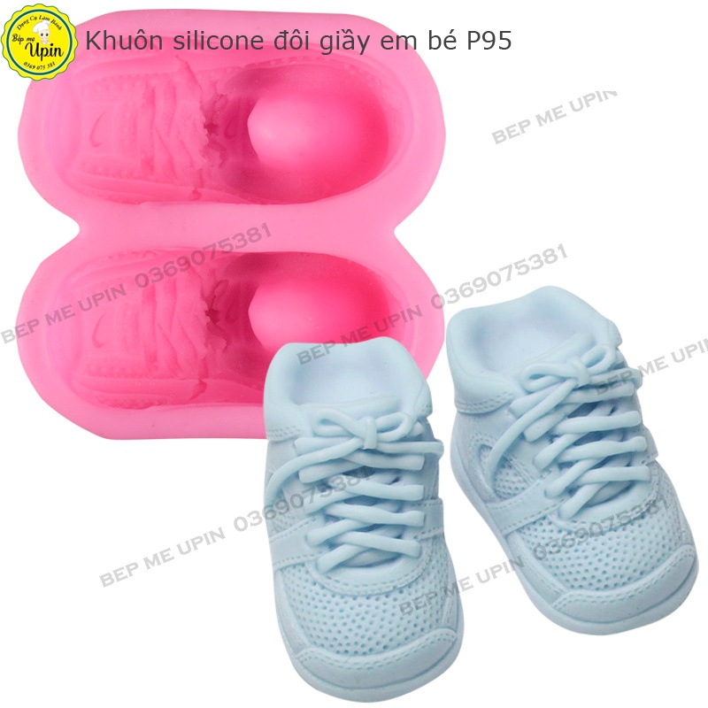 Khuôn silicone tạo hình đôi giầy thể thao cao em bé làm bánh sinh nhật