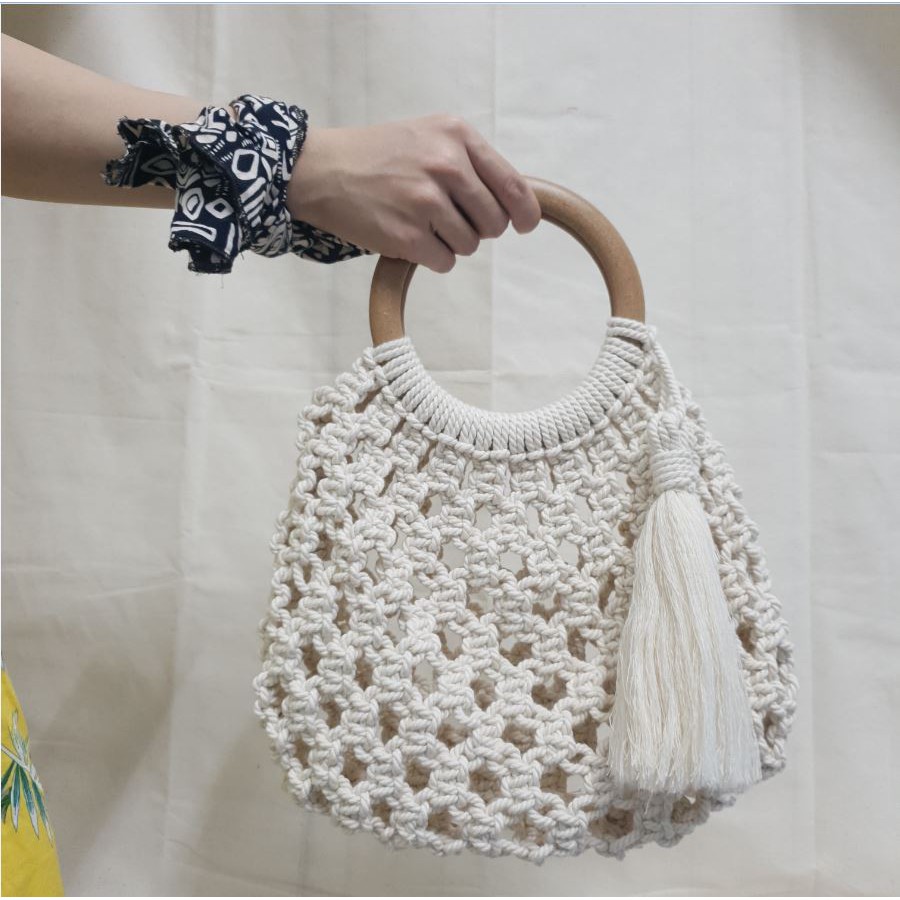 giỏ xách basic/vintage thắt dây macrame
