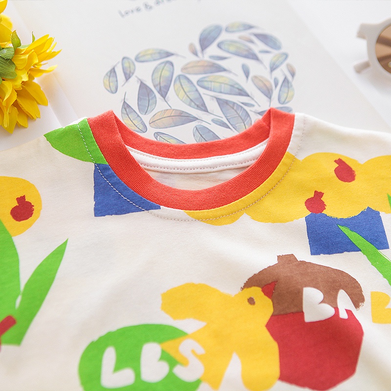 Áo Thun 100% Cotton Tay Ngắn In Họa Tiết Hoạt Hình Dễ Thương Thời Trang