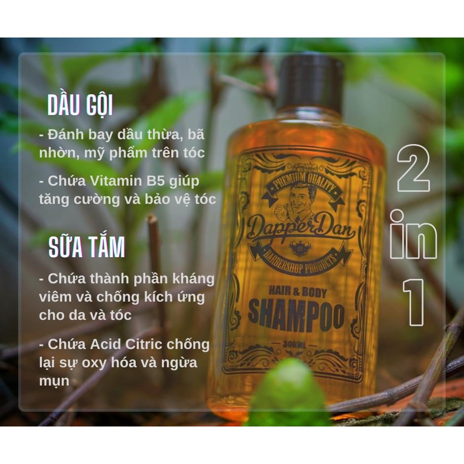 [Chính Hãng 100%] Sữa Tắm Gội 2 trong 1 Dapper Dan Hair &amp; Body Shampoo 300ml Hàng UK