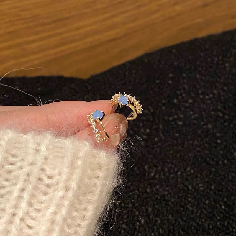 Bông Tai Đính Đá Zircon Xanh Tinh Tế Thời Trang Hàn Quốc