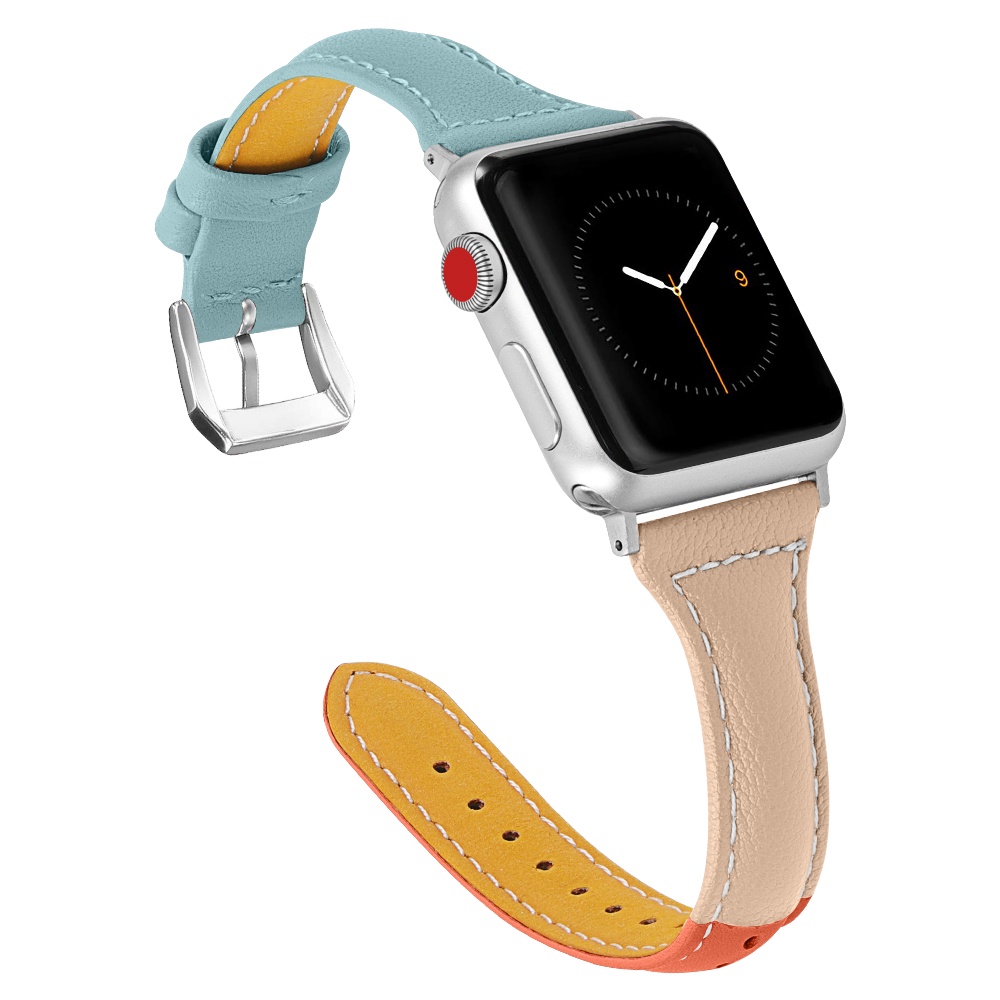 Dây Đeo Bằng Da Thật Mỏng Cho Đồng Hồ Thông Minh Apple Watch Series 7 SE 6 5 4 3 2 1 iWach 38 40 41 42 44 45mm