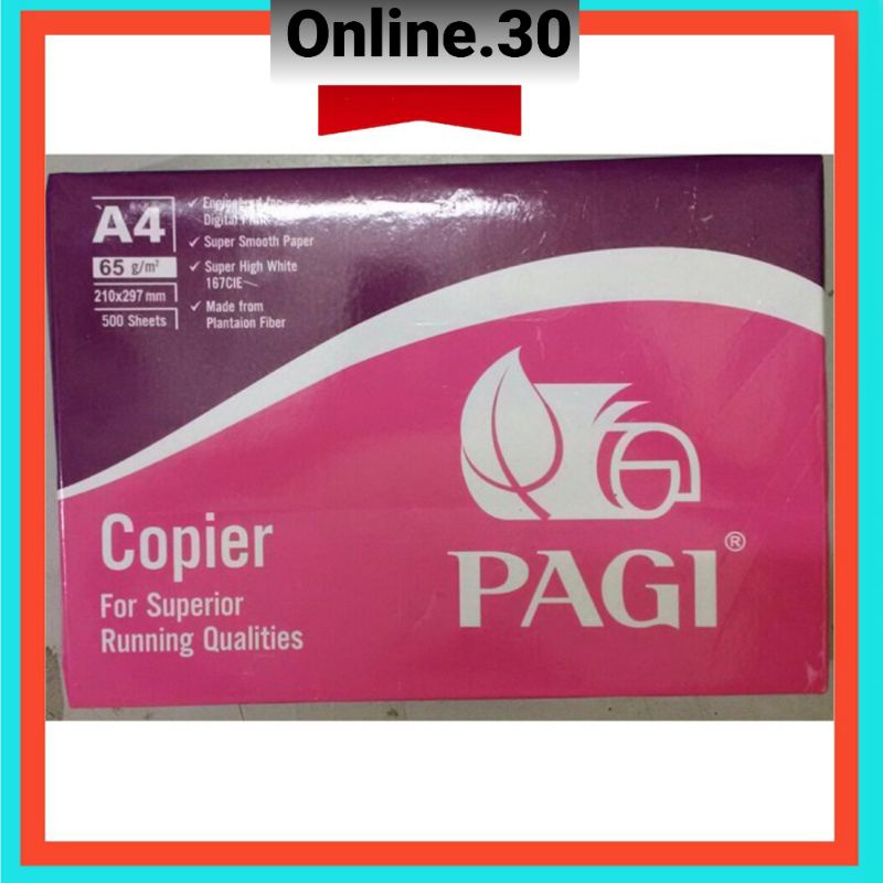Giấy in A4 , giấy A4 pagi (500 tờ ) hồng 65/gsm