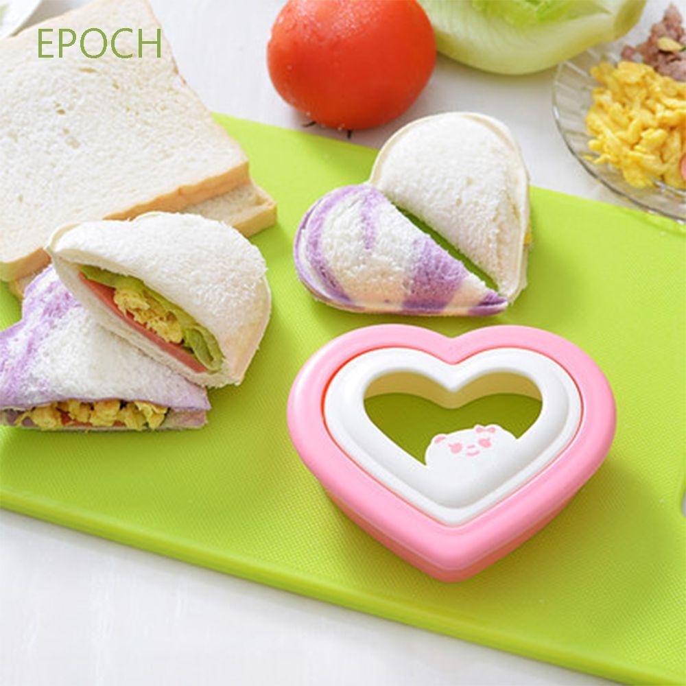 EPOCH Cookies Toast Cake Mold Cutter Cute Sandwich Cutter Sandwich Maker Mould DIY Lunch Box Decorating Tools Plastic Pink and Ivory Breakfast Tool Love Heart Shape/Multicolor