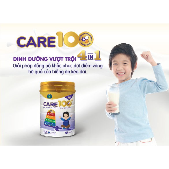 Sữa bột tốt cho bé Nutricare CARE 100+ giúp bé tăng cân, phát triển chiều cao, phát triển não bộ (400gr)