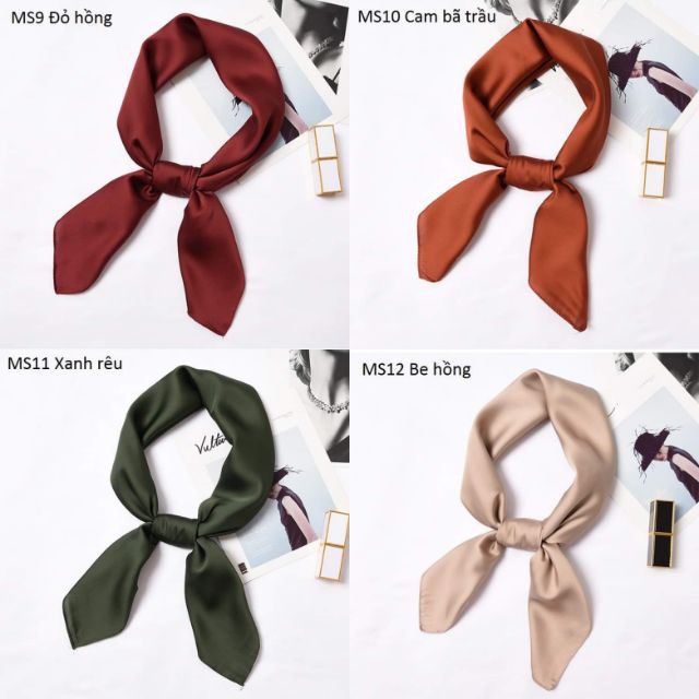 [Hàng mới] Khăn lụa vuông trơn size 70x70cm