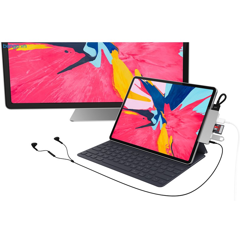 Hub 6 in 1 Hyperdrive USB-C cho iPad Pro 2018 và thiết bị dùng cổng USB-C - HD319A