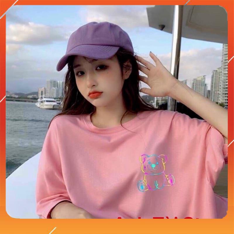 Áo thun tay lỡ phản quang phông Unisex nam nữ Cotton oversize đến 75Kg form rộng hình gấu Love &amp; Peace AP 876
