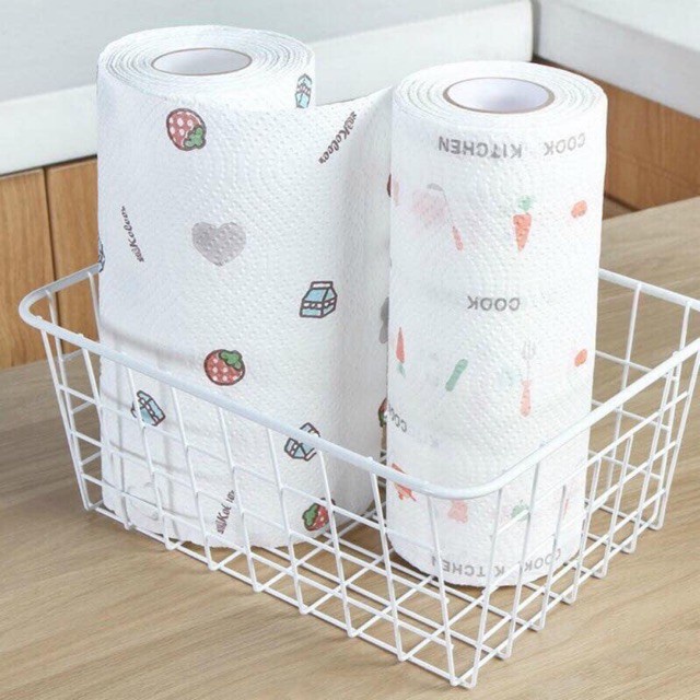 GIẢM 50%-Cuộn giấy lau đa năng bằng khăn lau bếp vải in hình không dệt-Khăn giấy lau nhà bếp có thể tái sử dụng (50 Tờ)