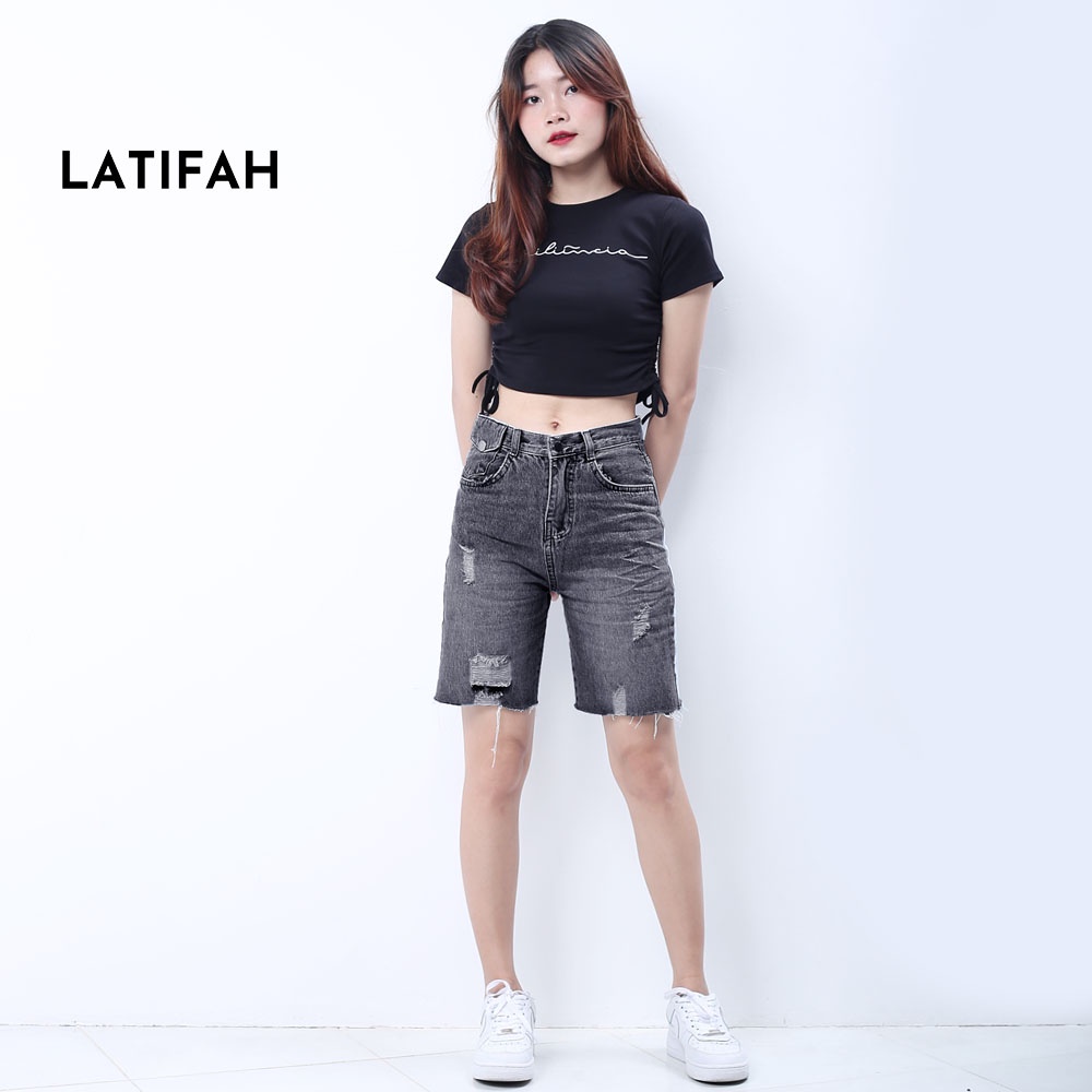Quần shorts ngố jean LATIFAH đắp túi nhỏ có nắp tua lai QS023 phong cách hàn quốc
