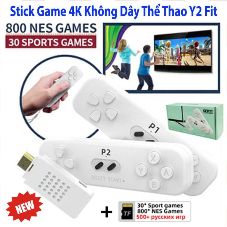 Máy chơi game stick NES 800 trò chơi + 30 Game vận động điện tử 4 nút không dây HDMI Y2 FIT