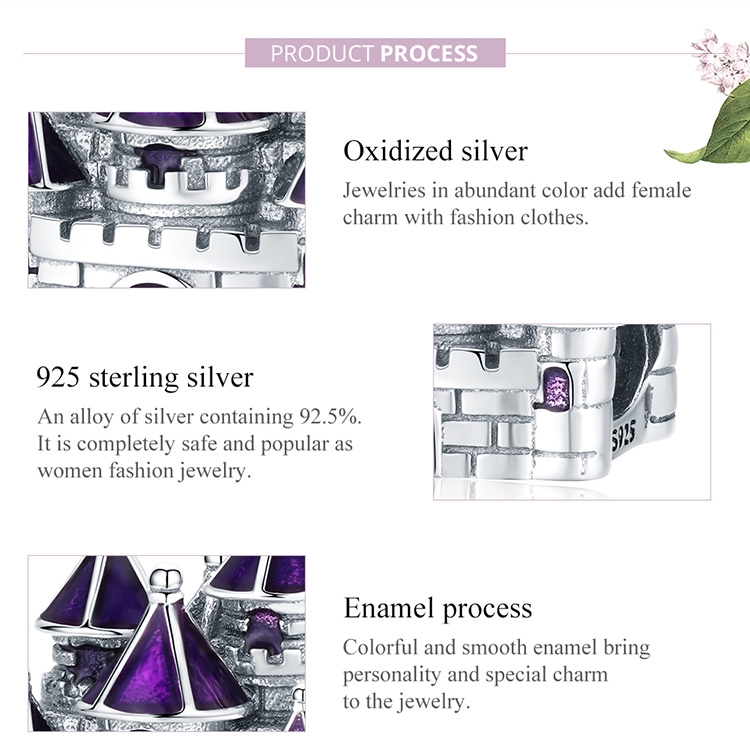 Hạt Charm Bamoer Bsc122 Bằng Bạc 925 Kiểu Dáng Lâu Đài Dùng Làm Vòng Đeo Tay Cho Nữ