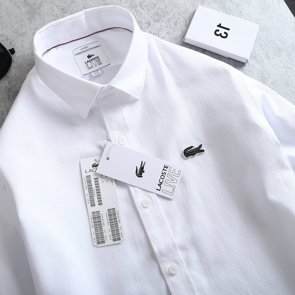 Áo sơ mi nam LACOSTE TRẮNG sang trọng - hàng vnxk xịn vải lụa siêu mát form slim fit tôn dáng | BigBuy360 - bigbuy360.vn