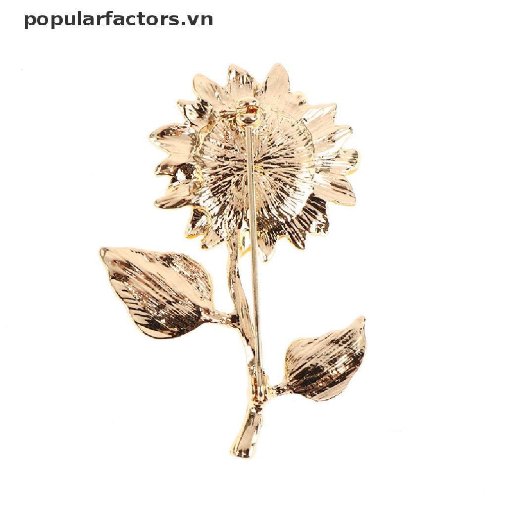 Ghim Cài Áo Hình Hoa Hướng Dương 2 Lá Tráng Men Thời Trang Cho Nữ