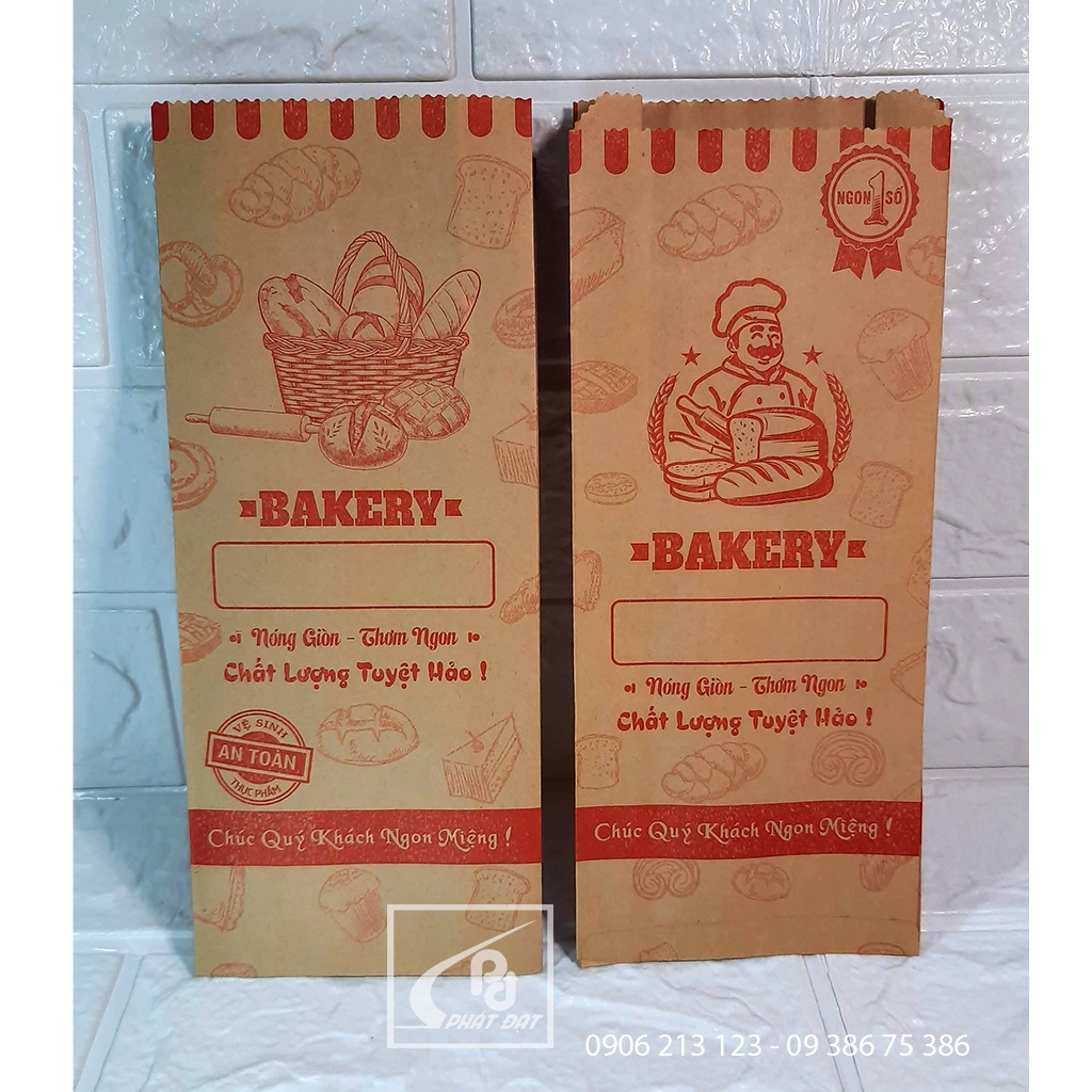 Túi Giấy Bánh Mì  in sẵn 100 Cái