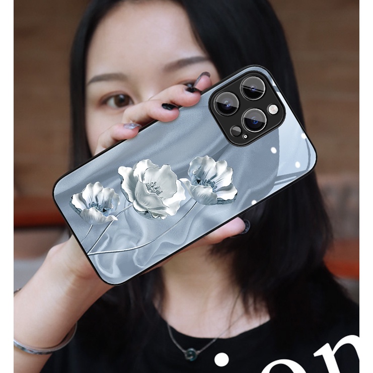 Ốp điện thoại kính cường lực sang trọng thích hợp cho iphone 13 14 pro Max 12 mini 8 plus 7 6 6s X XS Max XR