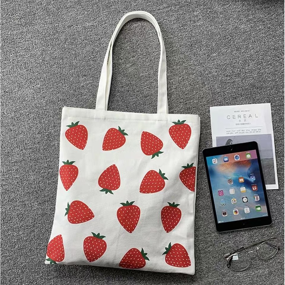 TÚI TOTE CANVAS IN DÂU TÂY NHIỀU QUẢ