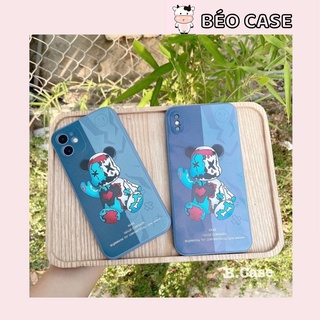 Ốp lưng iphone tpu cạnh vuông bear.brick xanh dương