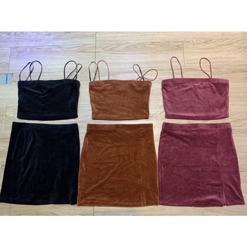 Set bộ nhung ôm dây bún