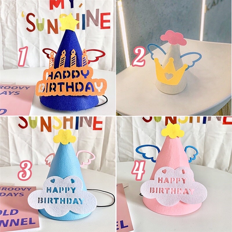 Mũ vải dạ 3D Hàn Quốc cánh thiên thần mẫu mới trang trí sinh nhật