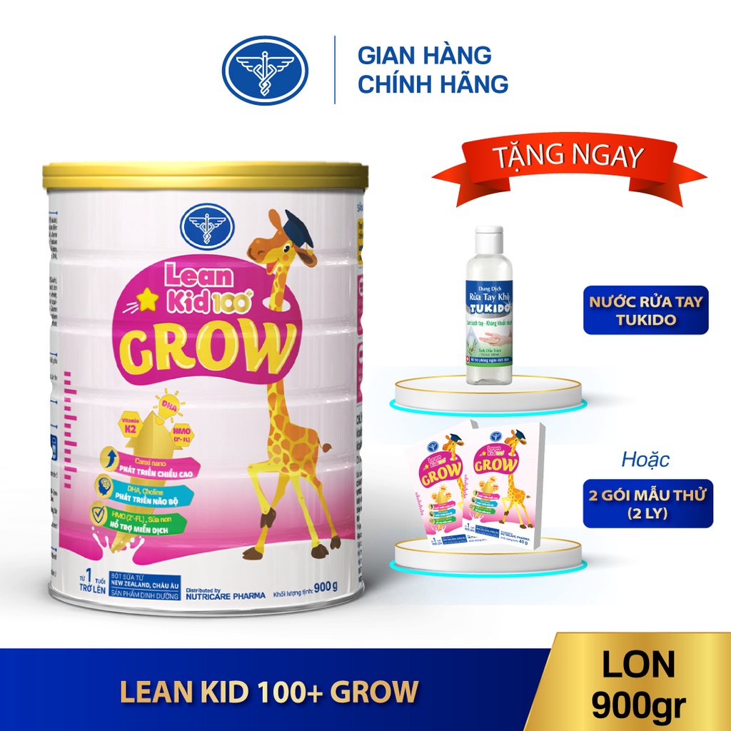 01 lon sữa Leankid 100+ Grow 900g Nutricare - Dinh dưỡng hỗ trợ tăng trưởng chiều cao cho trẻ