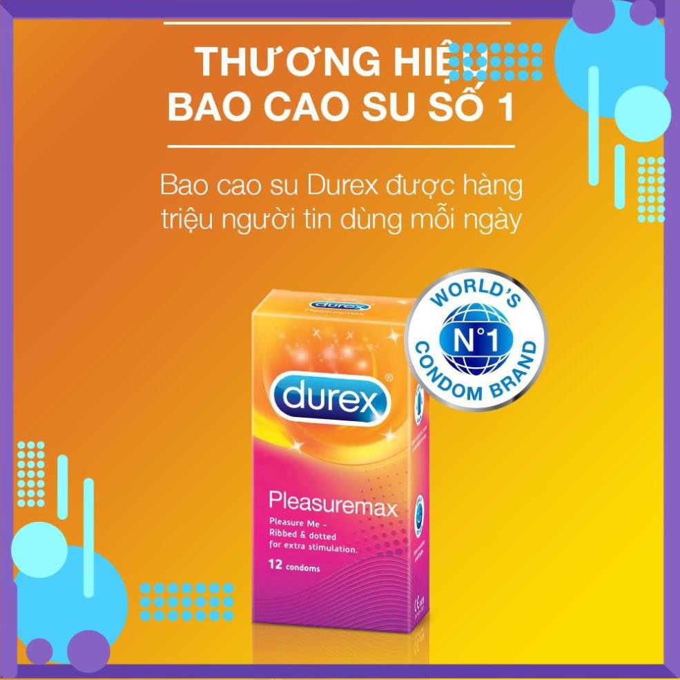 (Freeship đơn 50k) Bao Cao Su Gân Gai Durex Pleasuremax Hộp 3 Cái - Đức An