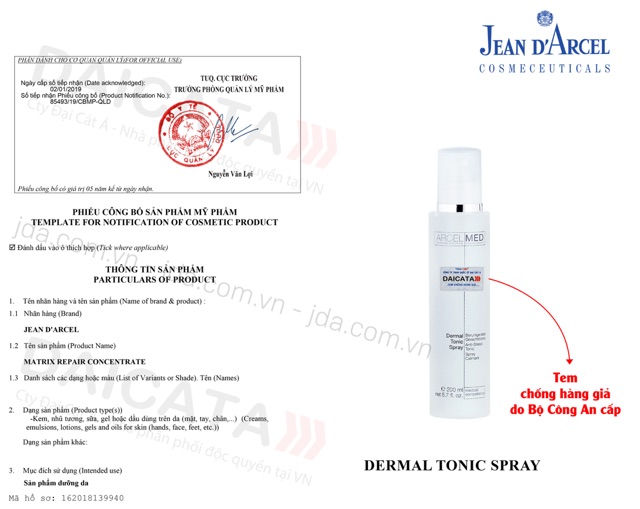 [HÀNG CÔNG TY] Nước xịt khoáng giúp làm dịu da Jean D'Arcel Dermal Tonic Spray 200ml