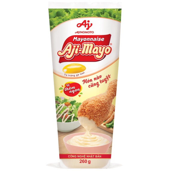 Xốt trứng mayonnaise Aji - Mayo thương hiệu Ajinomoto chai oại 260g