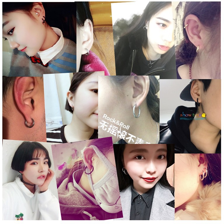 Bông Tai Bằng Thép Titan Hình Tròn Đơn Giản A313