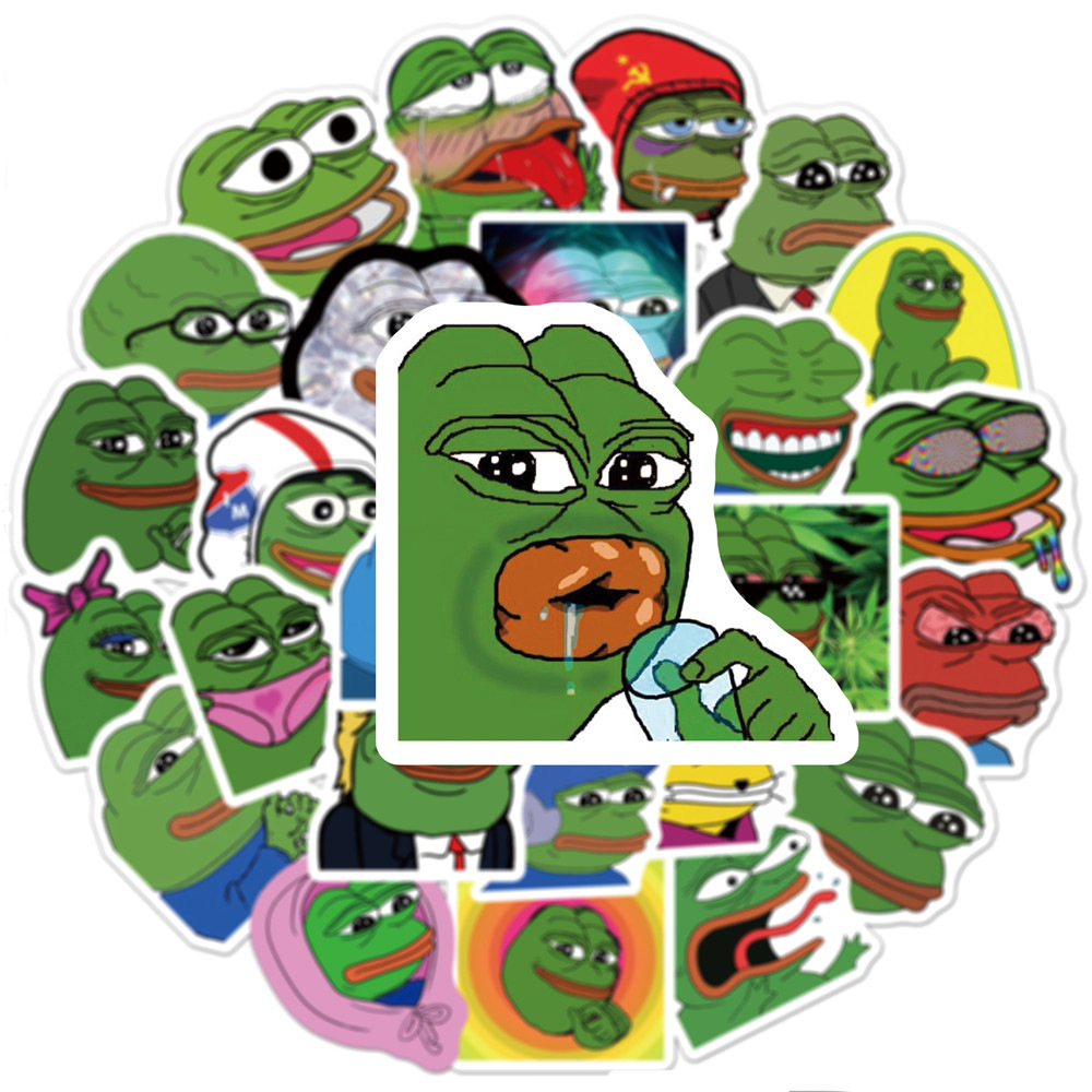 Y&P| Hình Dán Chống Nước Sad Frog Phim Hoạt Hình Mũ Bảo Hiểm Máy Tính Xách Tay Hành Lý Dán Thiết Lập, 50 tờ