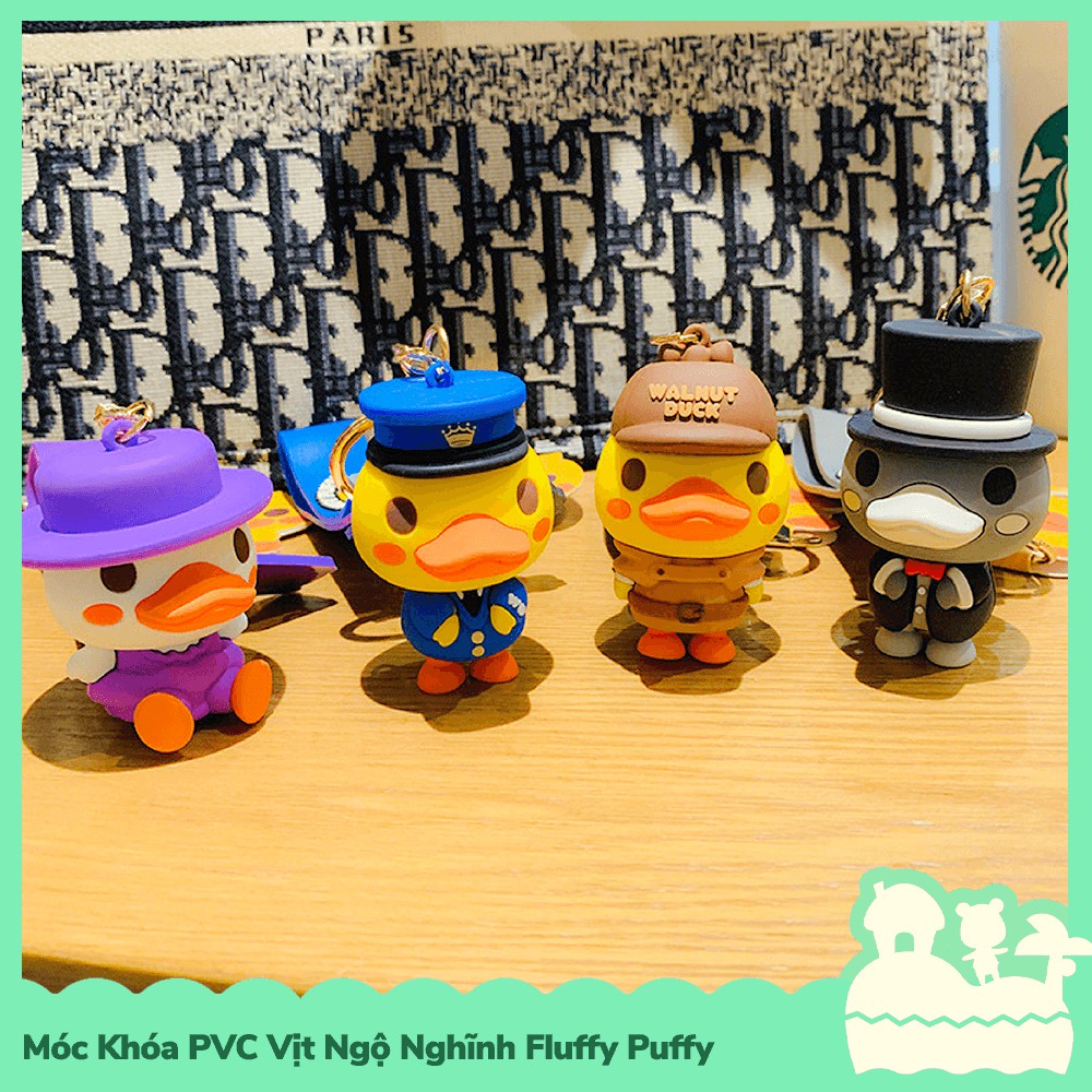 [Sẵn VN] Móc Khóa PVC UK Duck Fluffy Puffy Series - Walnut Duck Ngộ Nghĩnh