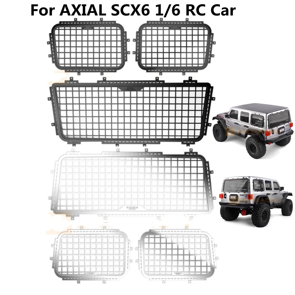 Bộ Lưới Trước Và Bên Cửa Sổ Bằng Thép Không Gỉ Cho Xe Điều Khiển Từ Xa Axial SCX6 Wrangler 1/6