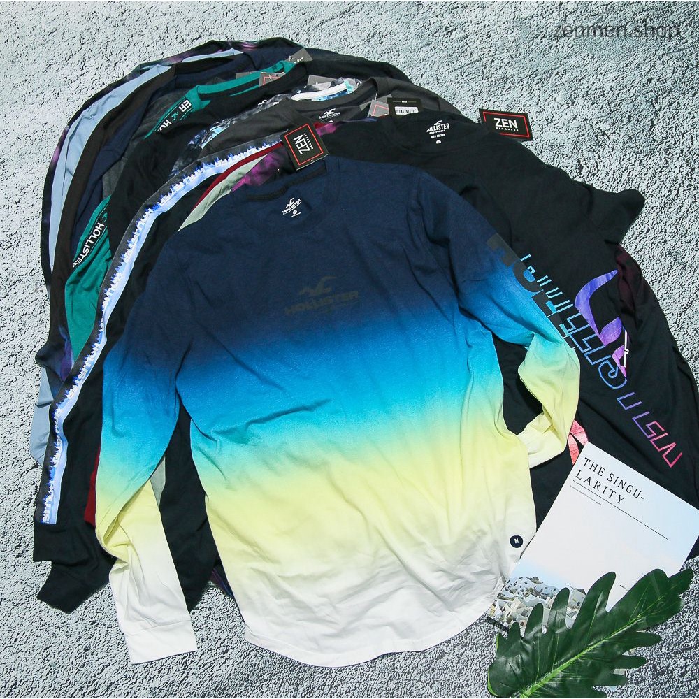 Áo Thun Tay Dài Nam Hollister Xuất Dư Xịn 100% Cotton