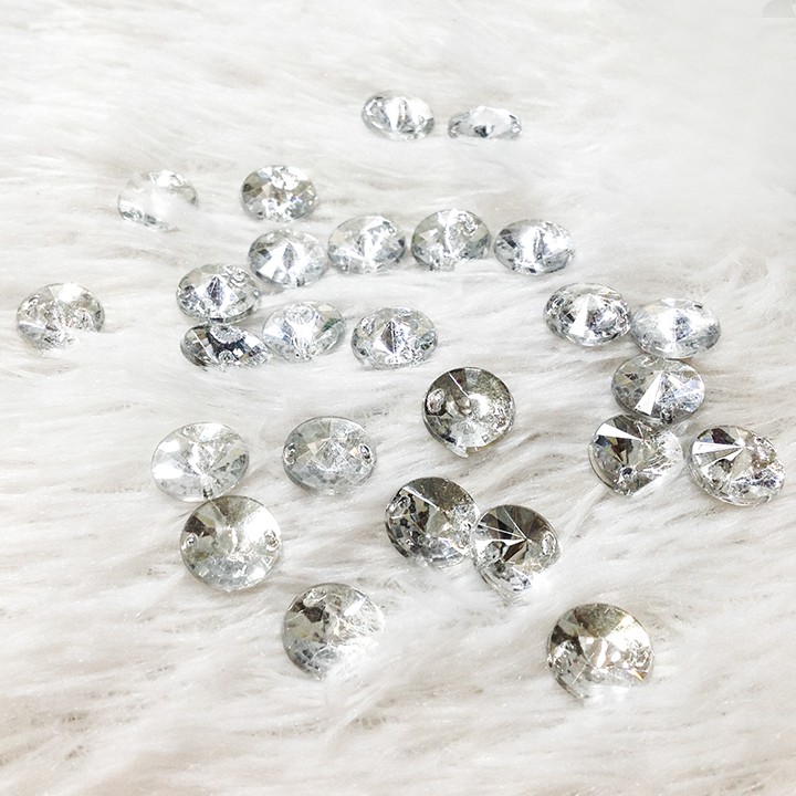 Hạt đá kết áo 3d tròn chóp ánh bạc đẹp nhiều size từ 0.6cm đến 1.4cm