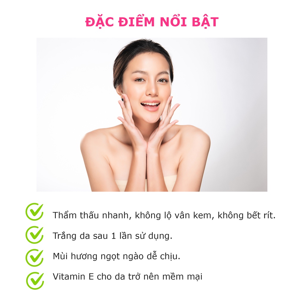 Bộ kem body làm trắng MQ Skin hoa anh đào 1 tẩy tế bào chết + ủ trắng body & kem body Whitening Body Cream