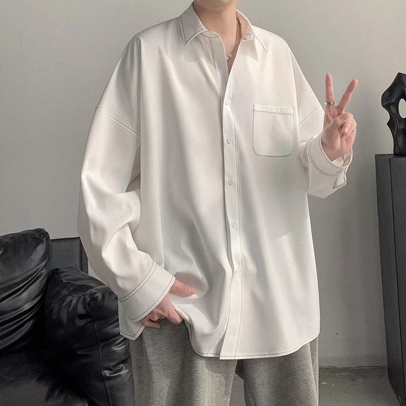 Áo Sơ Mi Dáng Rộng Tay Dài Nhiều Túi Phong Cách Harajuku Thời Trang Mùa Hè Hàng Mới Dành Cho Nam