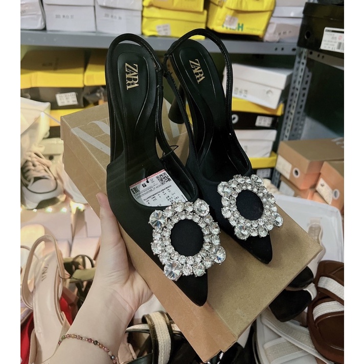 Giày cao gót ZR đá tròn ⚡️Freeship plus⚡️dép cao gót nữ sang trọng HZR335