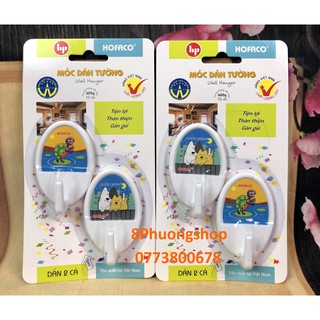 Móc treo dính tường bằng nhựa cao cấp Hofaco - Móc dán 2 cá HPG06 siêu dính tiện lợi