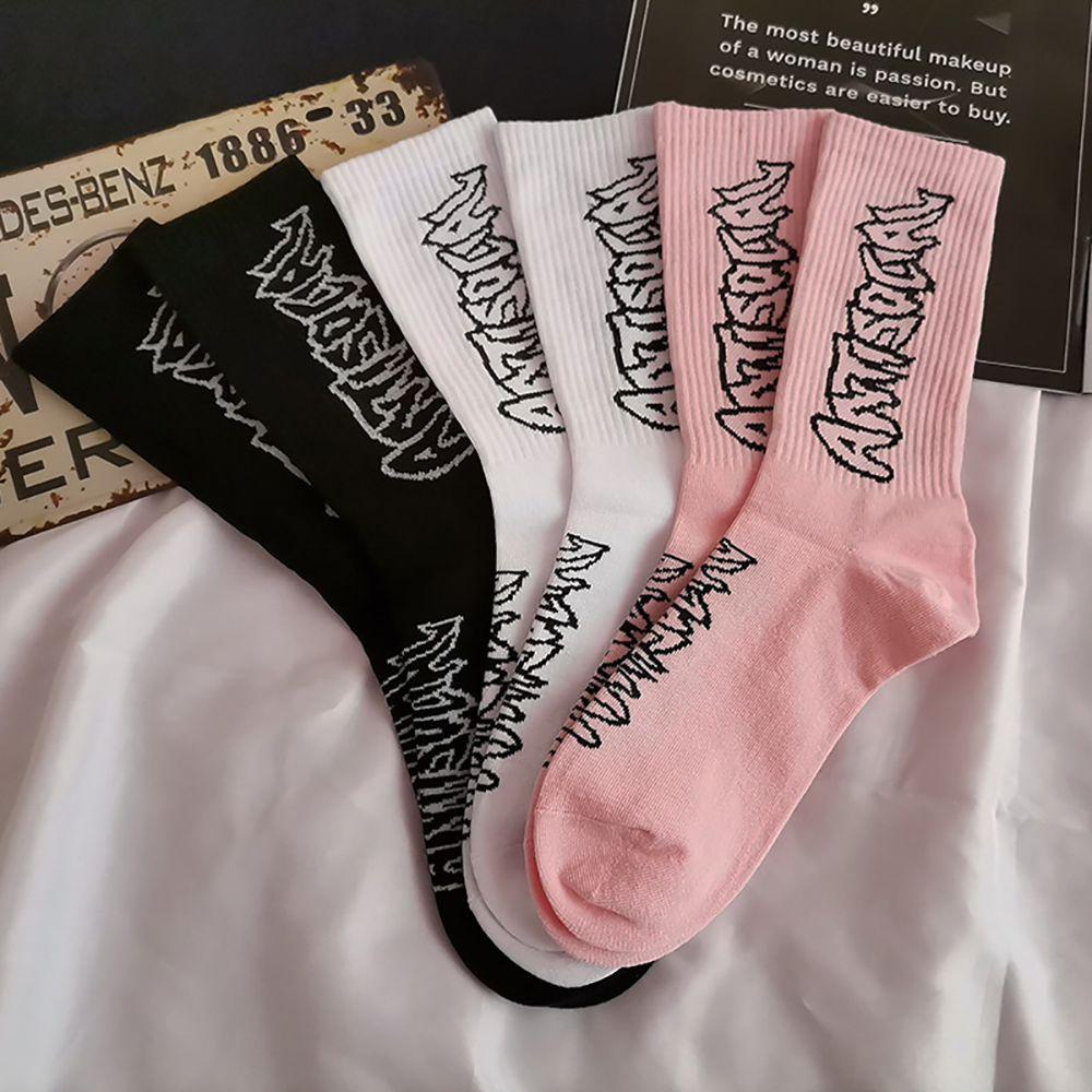 NICKOLAS Tất Cotton Thể Thao Hoạ Tiết Chữ In Phong Cách Harajuku Cho Nam Và Nữ