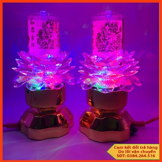 Đèn 2 chế độ: xoay - đứng yên đèn led tự đổi màu đèn bàn thờ phật, đèn quan âm, đèn thờ cúng, đèn hoa sen