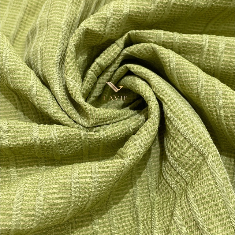 Vải Thun Sọc nổi ngang cao cấp nhà Lavie, mềm mại duyên dáng, vải may váy, đầm, áo phông.