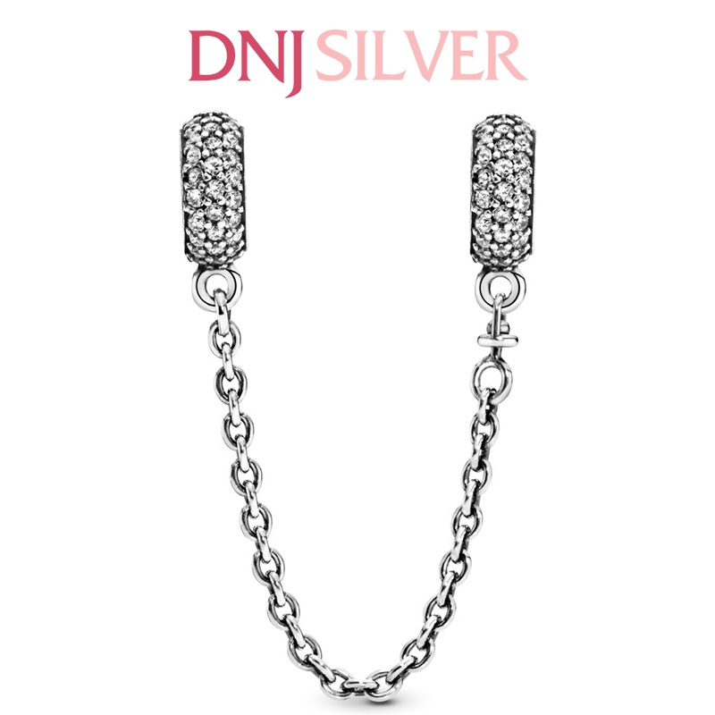 Charm bạc 925 cao cấp, hàng chuẩn bạc - Charm Sparkling Pavé Safety Chain thích hợp để mix vòng tay charm - DN252