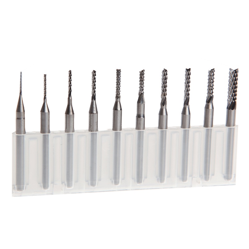 Bộ 10 mũi khoan CNC chạm khắc 1/8'' 0.8-3.175mm cho bảng mạch PCB