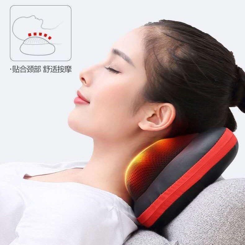 Gối massage sưởi rung đa năng mát xa cột sống cổ tại nhà ô tô cổ, vai và eo nhào điện toàn thân