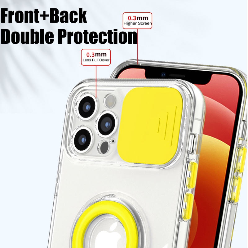 Ốp Điện Thoại Mềm Có Nắp Trượt Bảo Vệ Camera Và Nhẫn Đỡ Cho iPhone 12 11 Pro X Xr Xs Max 7 8 Plus Se 2020 | WebRaoVat - webraovat.net.vn